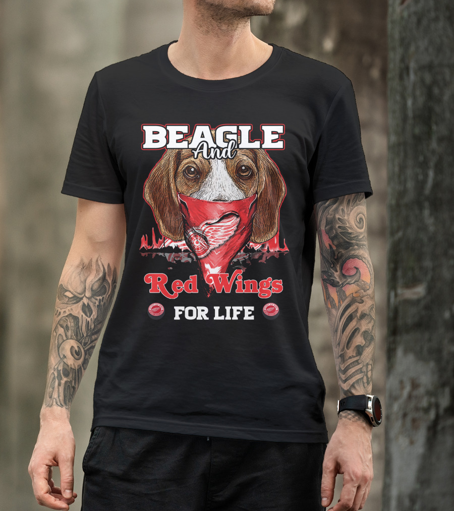 Beagle And Detroit Red Wings For Life T-Shirt