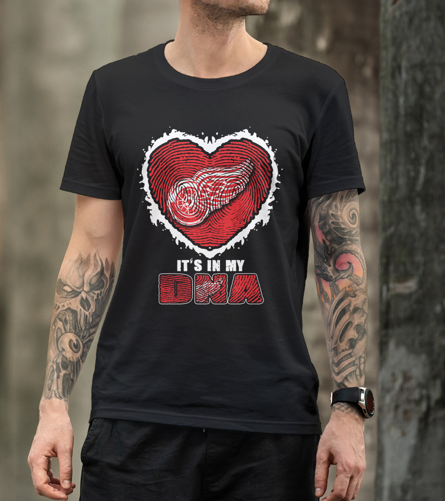 Detroit Red Wings It's In My DNA Heart Fingerprint T-Shirt