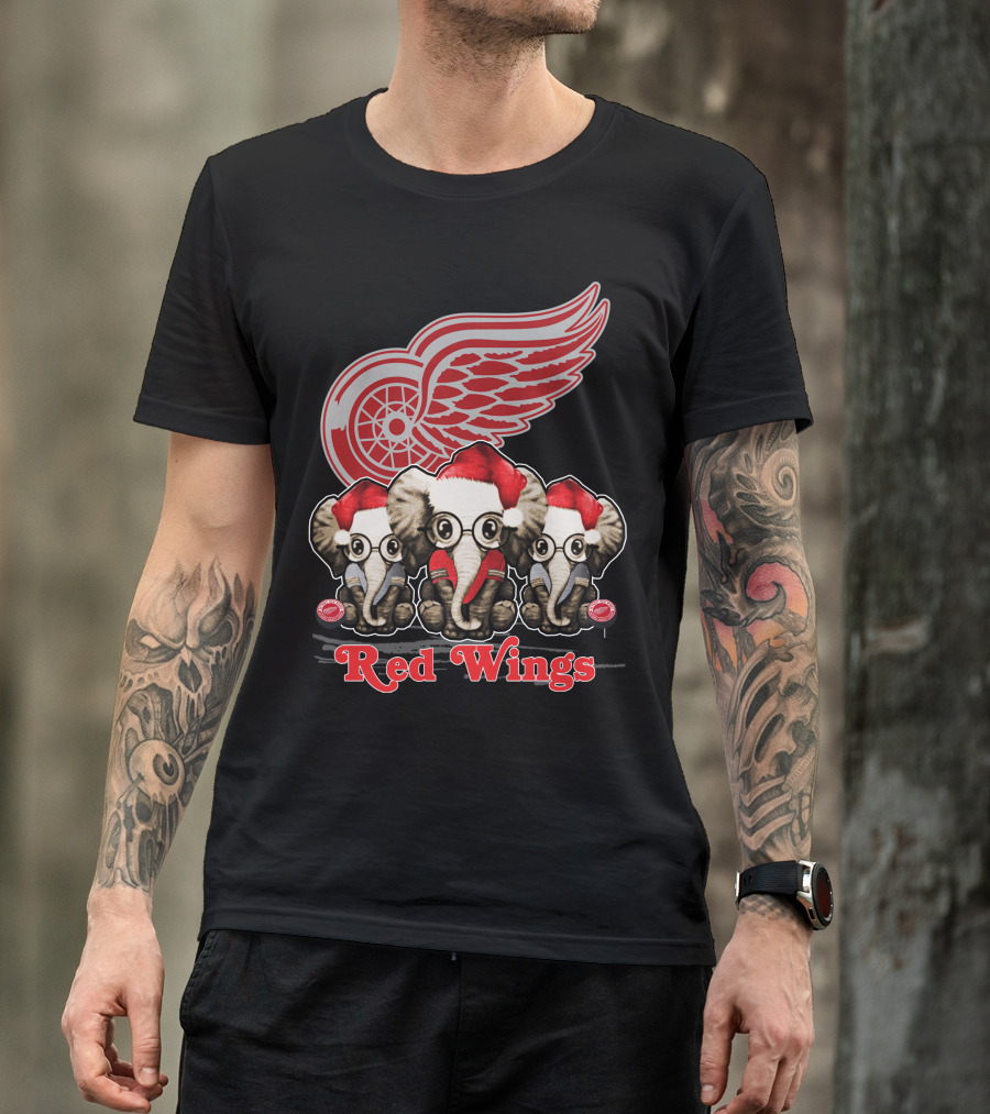 Red Wings Santa Elephants Christmas Detroit T-Shirt