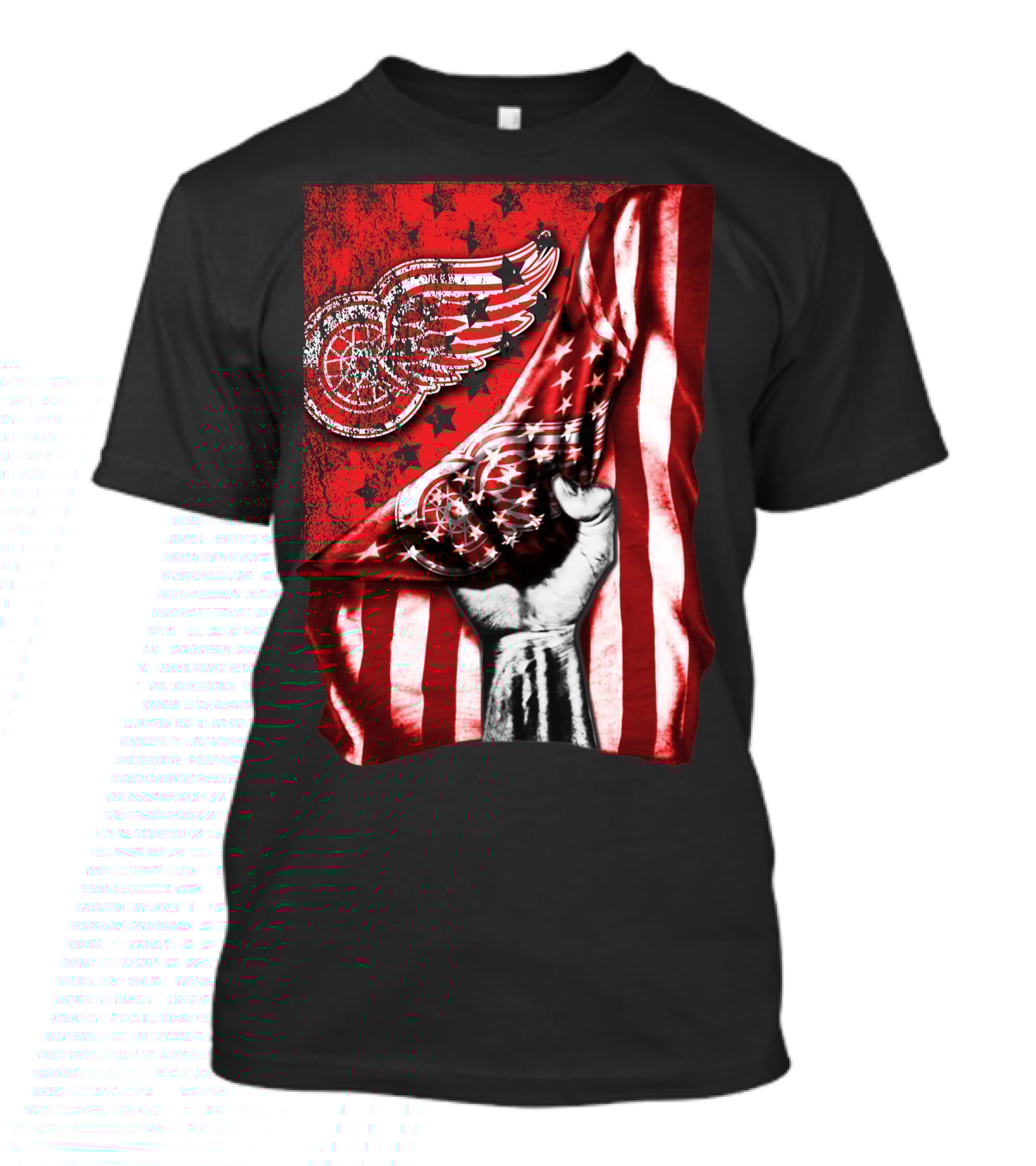 Detroit Red Wings American Flag Fist Star Graphics T-Shirt