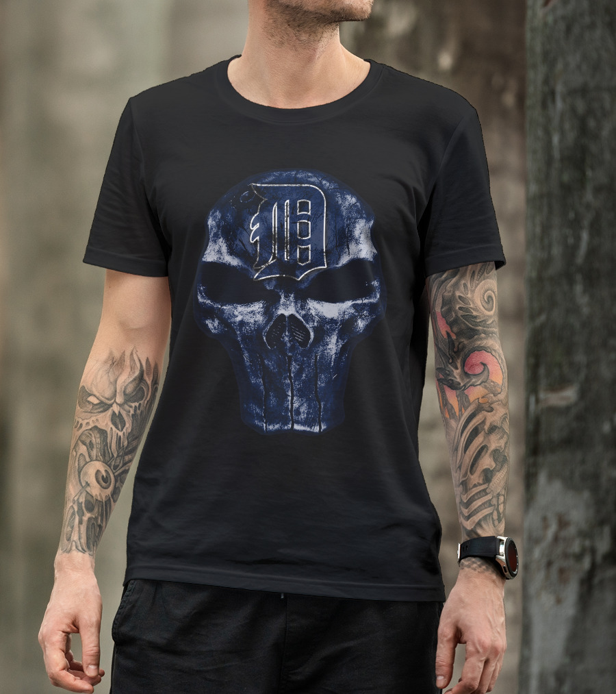 Detroit Tigers Skull Logo Dark T-Shirt