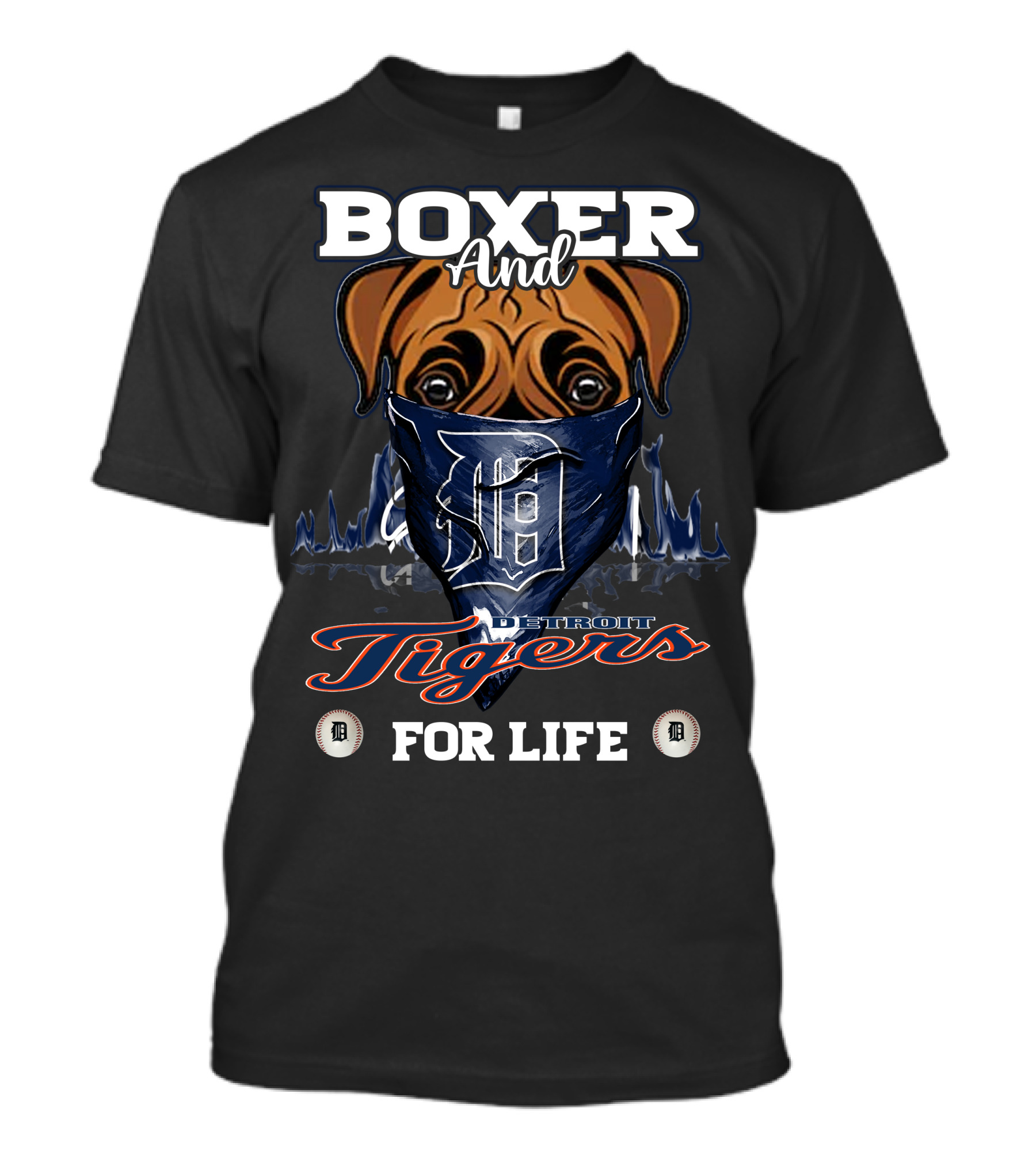 Boxer And Detroit Tigers For Life T-Shirt