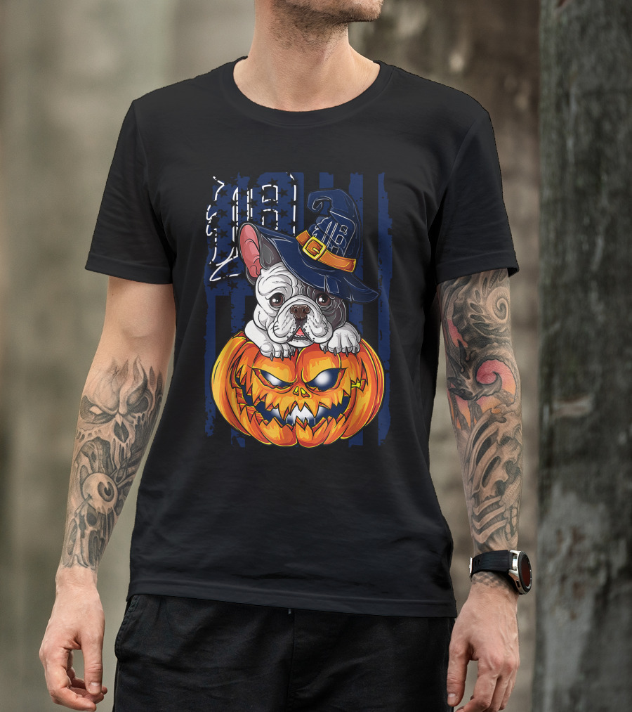 Hlw Bulldog Detroit Tigers Halloween Pumpkin T-Shirt