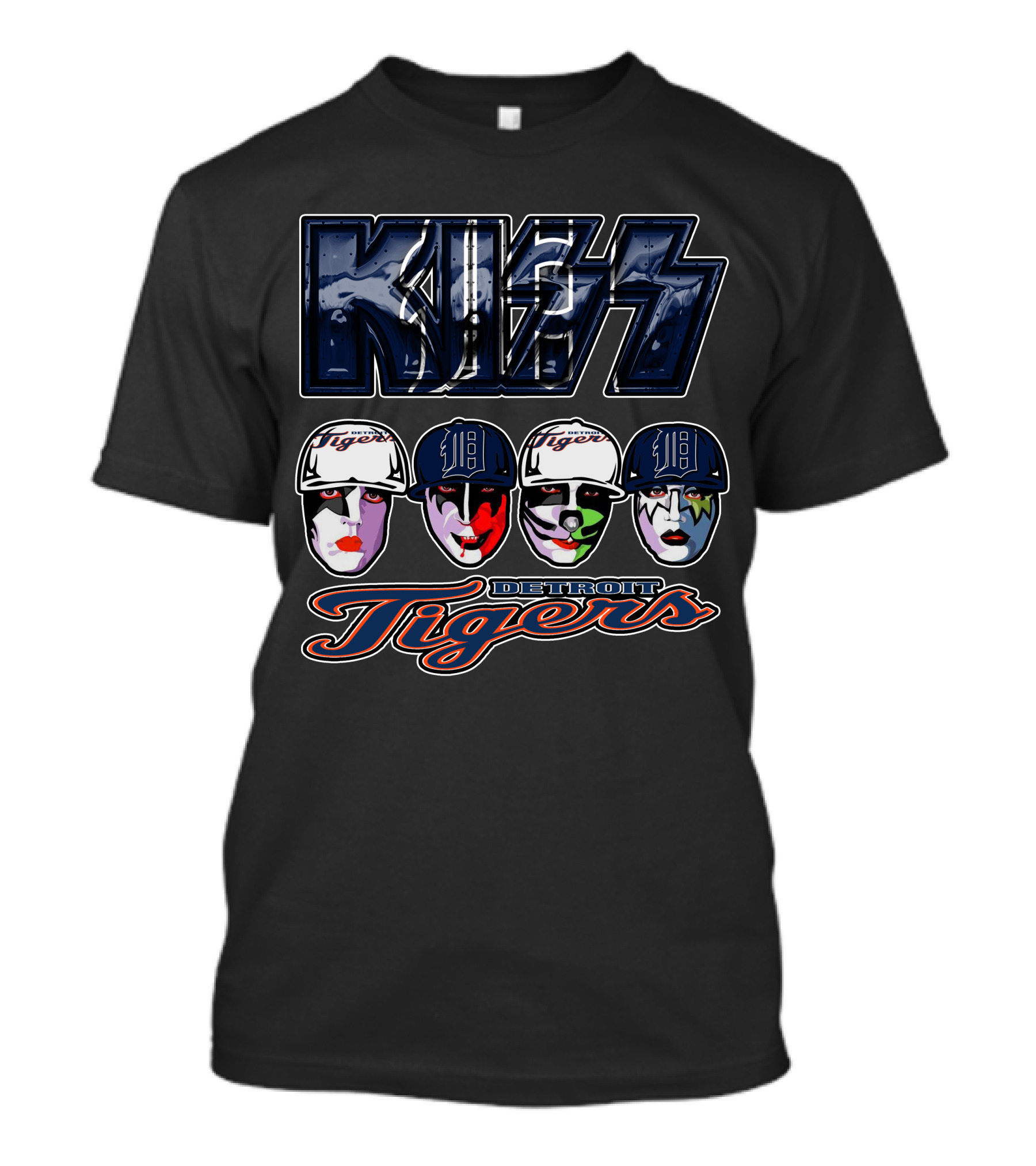 Kiss Detroit Tigers Faces Baseball Crossover T-Shirt