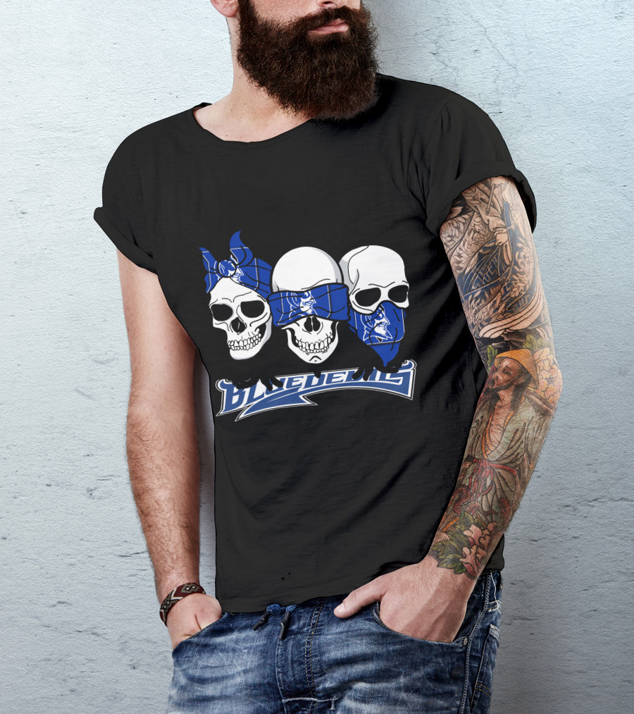 3 Skull Bandana Blue Devils T-Shirt