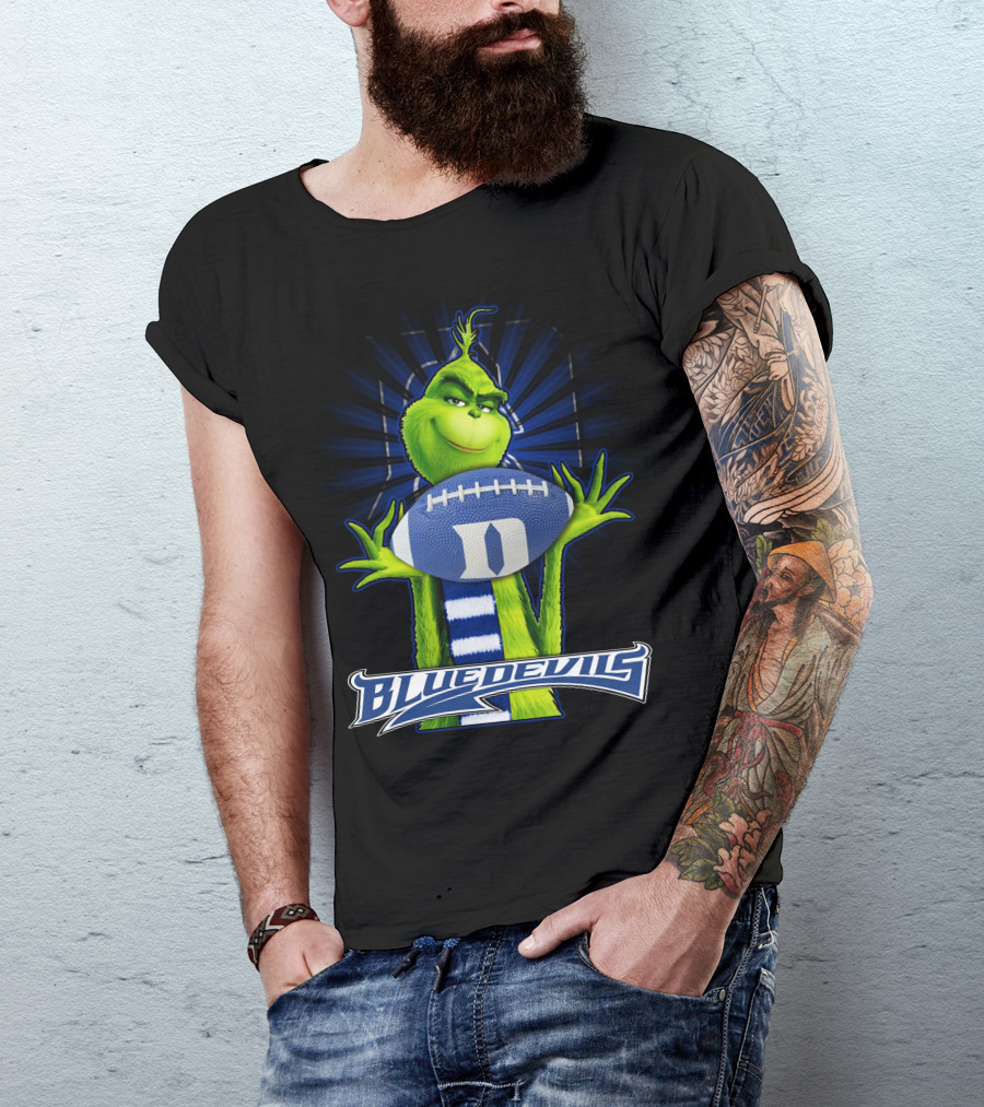 Grinch Holding Duke Blue Devils Football T-Shirt