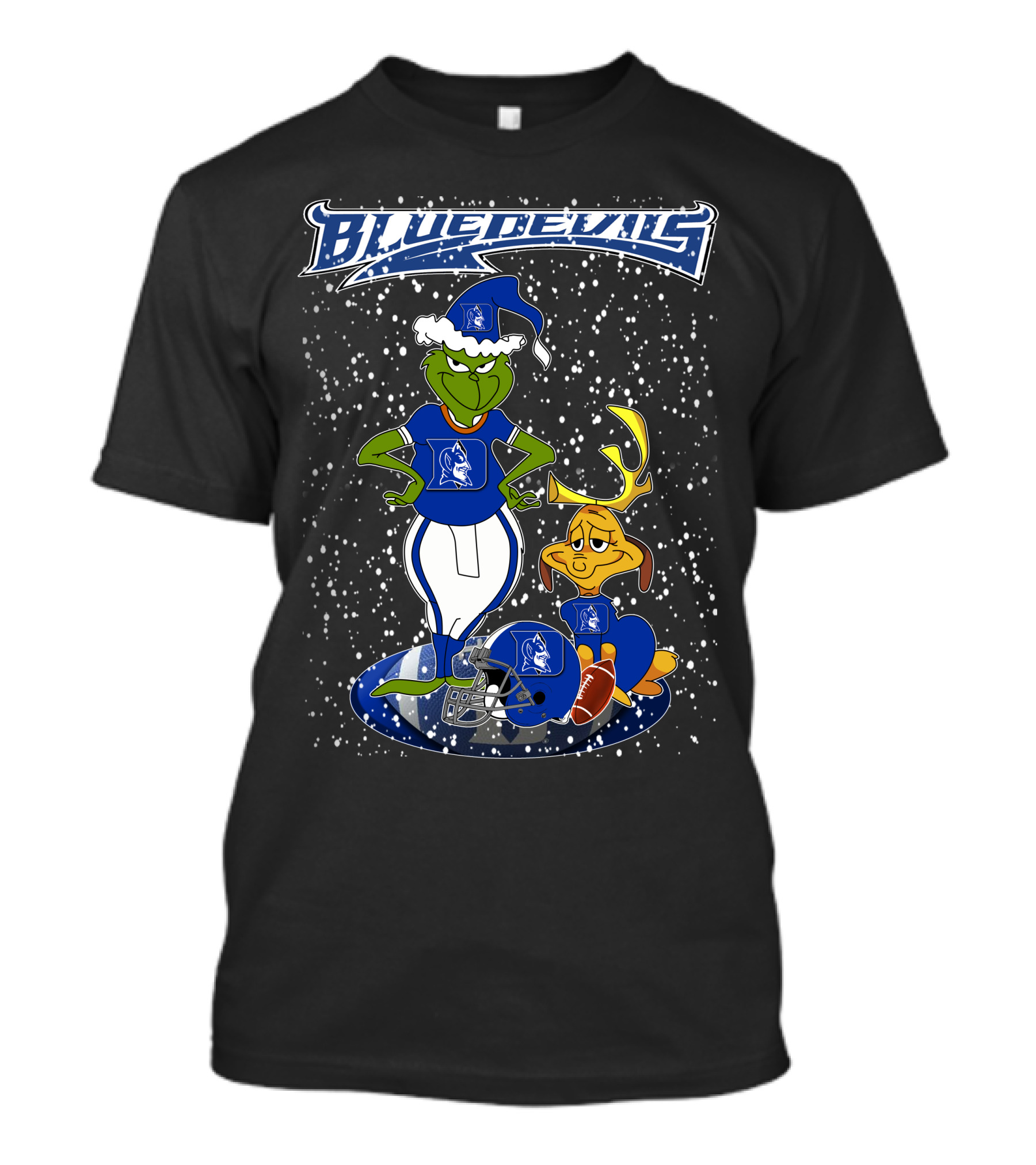 Grinchxmas Blue Devils Snowy Football Fan T-Shirt