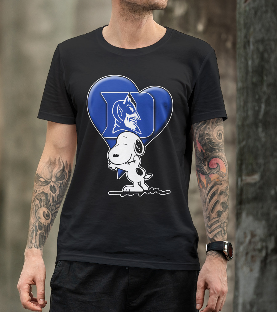 Snoopy Hugging Duke Blue Devils Heart T-Shirt