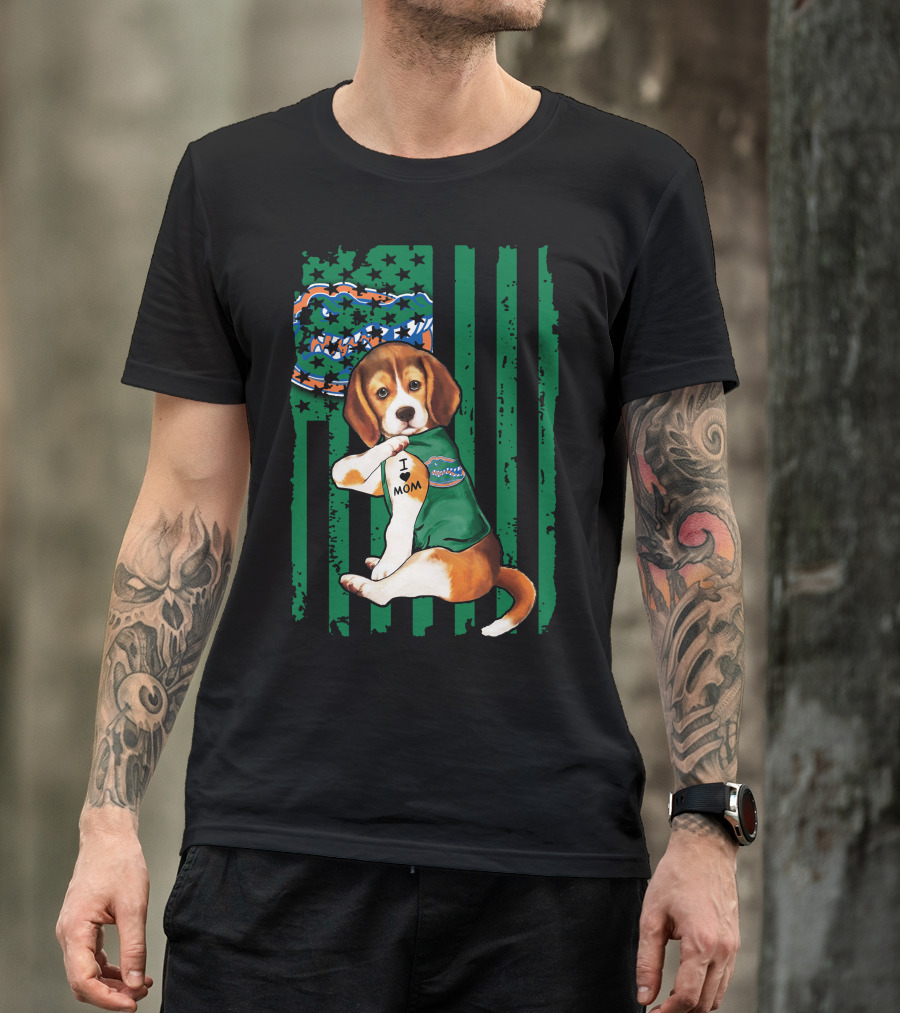 Beagle I Love Mom Florida Gators Flag T-Shirt