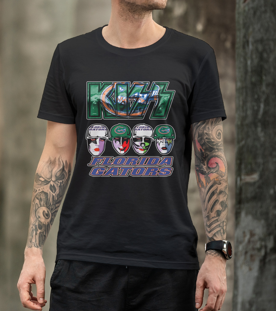 KISS Florida Gators Iconic Band Art Faces With Team T-Shirt