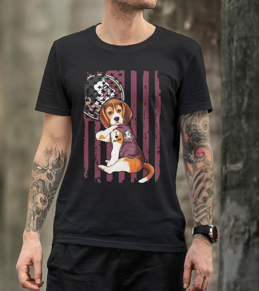 Beagle I Love Mom Florida State Seminoles T-Shirt