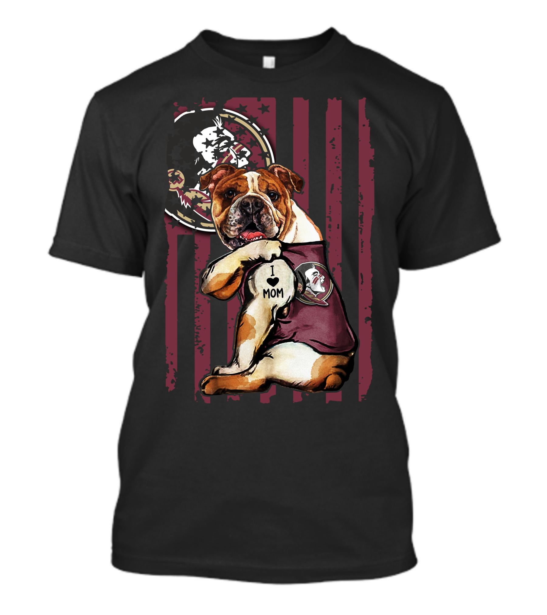 Bulldog I Love Mom Florida State Seminoles T-Shirt