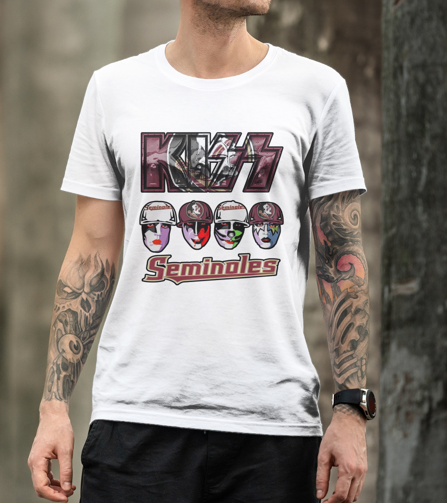 Kiss Florida State Seminoles Face Paint Caps T-Shirt
