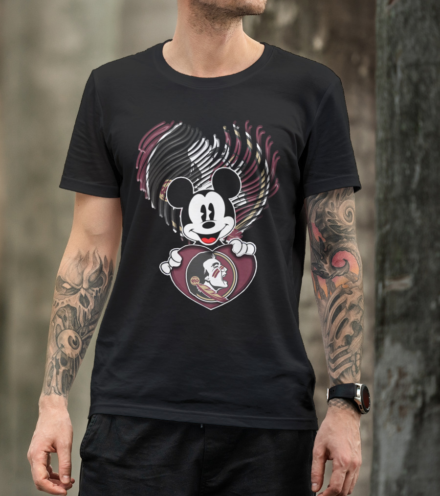 Mickey Mouse Florida State Seminoles Heart T-Shirt