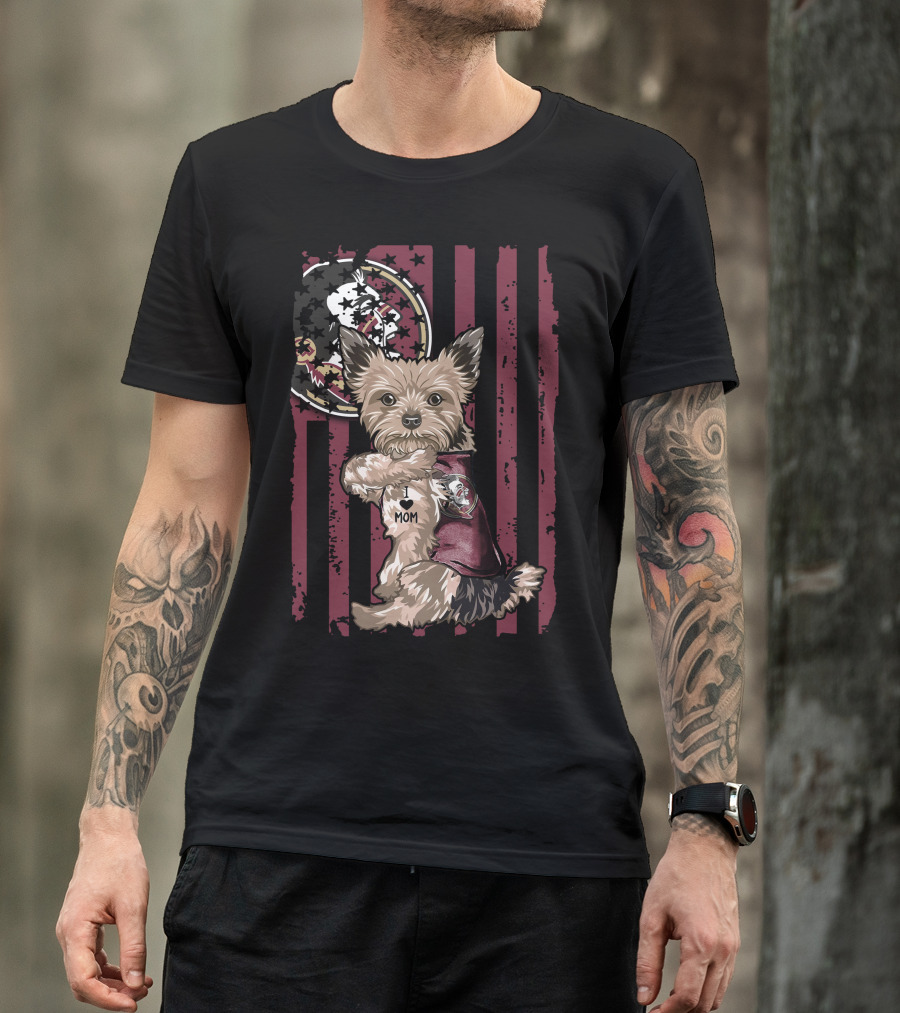 Yorkshire Terrier I Love Mom Florida State Seminoles T-Shirt