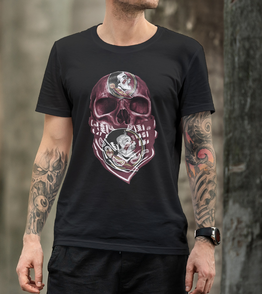 Skull With Florida State Seminoles Logo Bandana T-Shirt