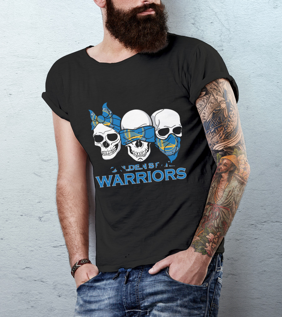 Golden State Warriors Three Skulls Bandana Style T-Shirt