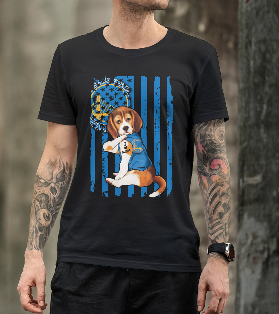 Golden State Warriors Beagle I Love Mom Tattoo T-Shirt