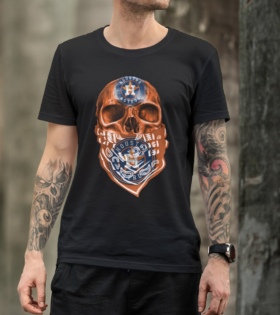 Houston Astros Skull Bandana Emblem T-Shirt