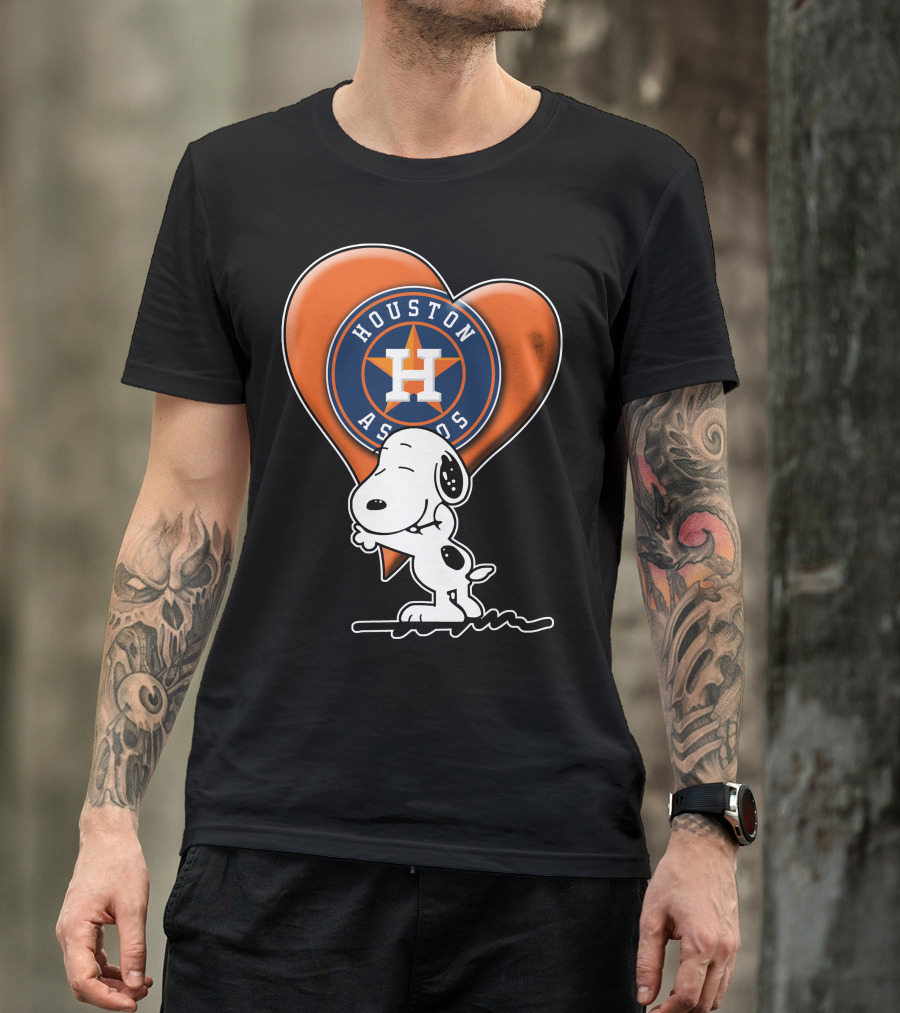 Snoopy Hugging Houston Astros Heart T-Shirt