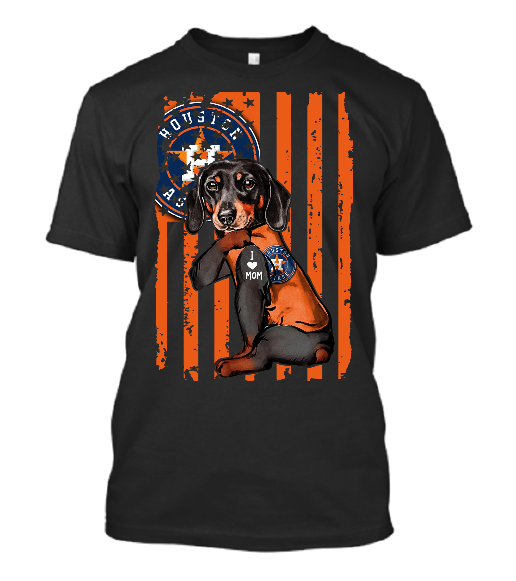 Dachshund I Love Mom Houston Astros T-Shirt