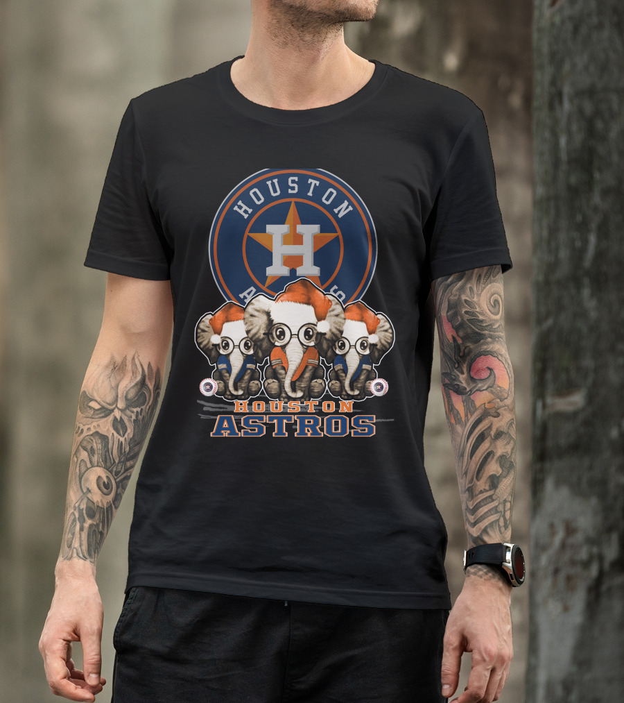 Houston Astros Christmas Elephants T-Shirt