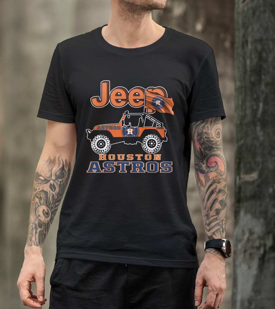 Jeep Houston Astros Logo Orange Jeep Flag Baseball Team T-Shirt