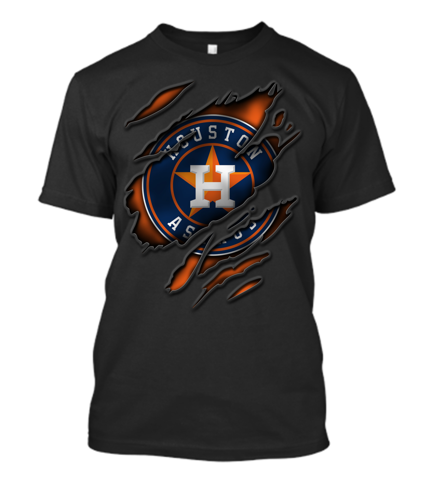 Torn Houston Astros Logo With Claw Marks T-Shirt
