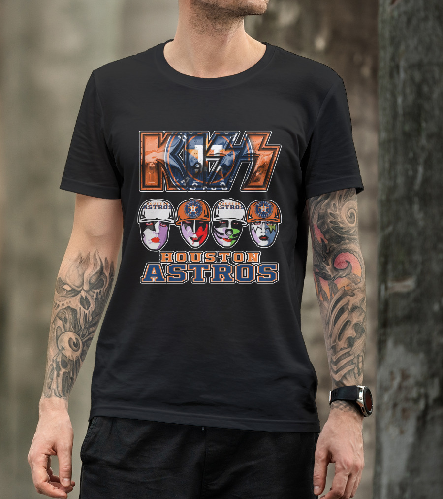 Kiss Houston Astros Rock Band Collaboration With Iconic Face Paint And Logos T-Shirt