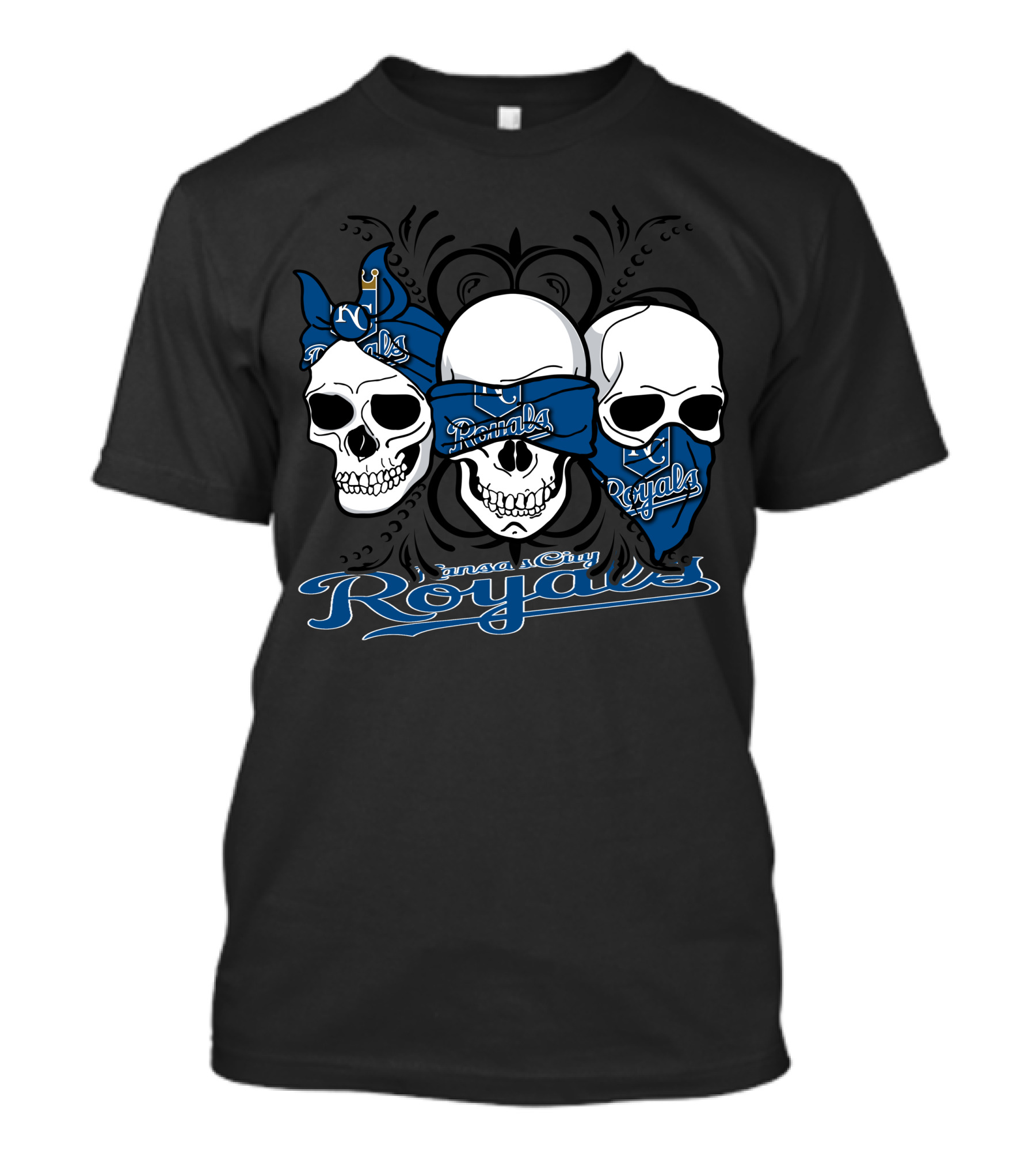 3 Skull Kansas City Royals Bandana T-Shirt