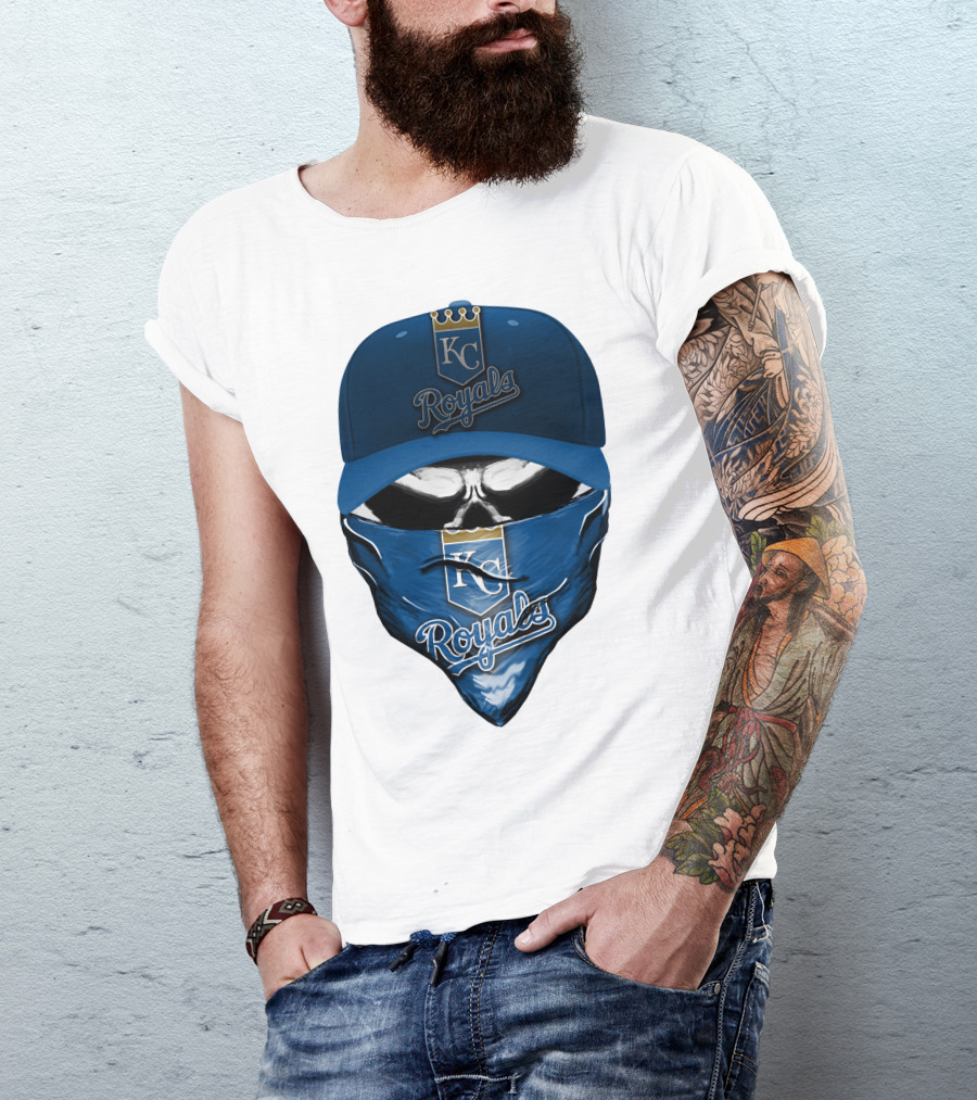 KC Royals Skull Mask Blue Cap T-Shirt