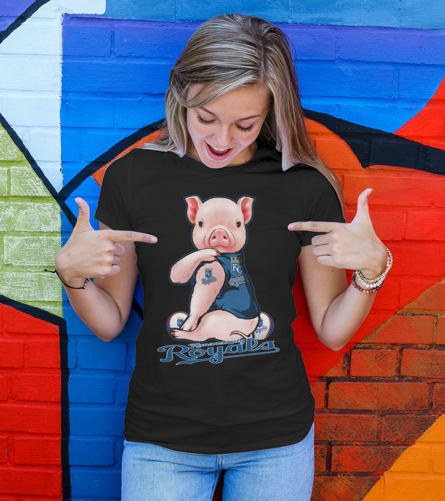 Kansas City Royals Pig With Baseball Accents T-Shirt