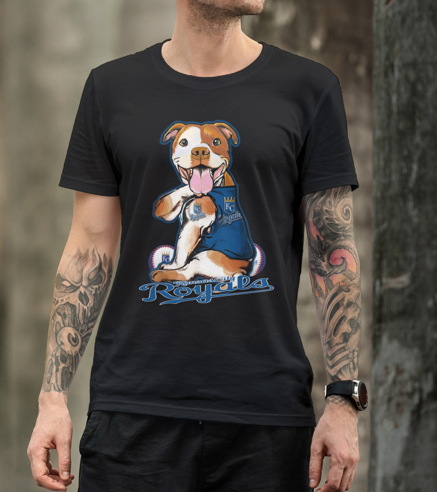 Kansas City Royals Pittbull Mascot Playful Baseball T-Shirt