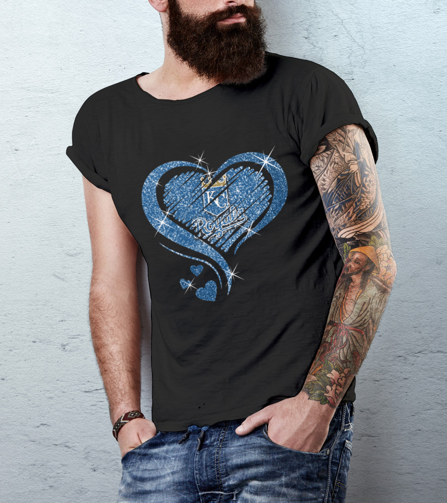 Heart Diamond KC Royals Blue Sparkle T-Shirt