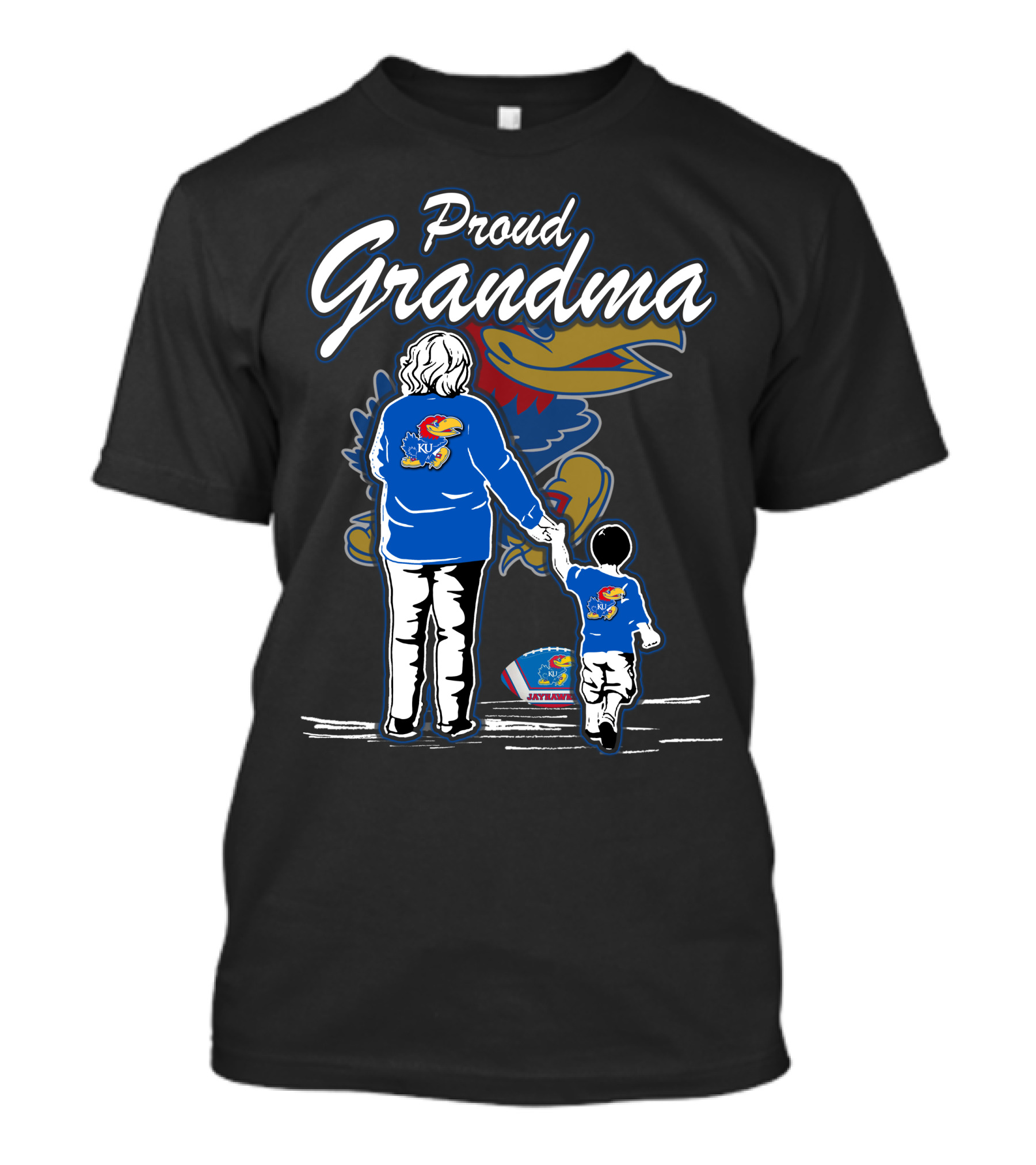 Proud Grandma Of Kansas Jayhawks Fan With Logo T-Shirt
