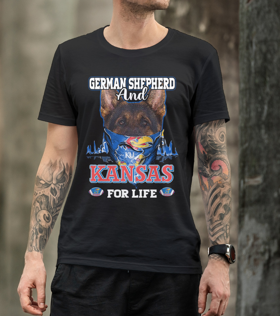 German Shepherd And KU Kansas For Life T-Shirt