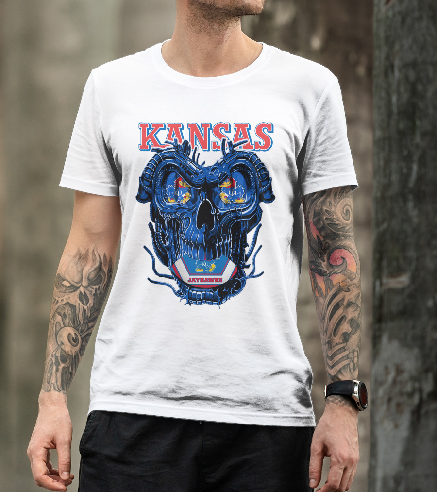 Kansas Jayhawks Dragonskull KU Football T-Shirt