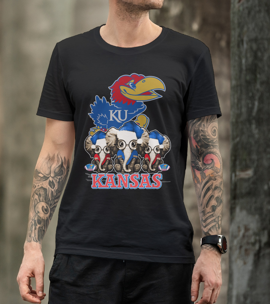 Kansas Jayhawks Christmas Elephants T-Shirt