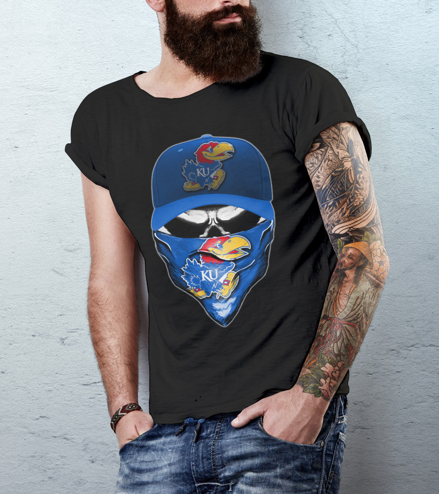 KU Skull Kansas Jayhawks Bandana Hat T-Shirt