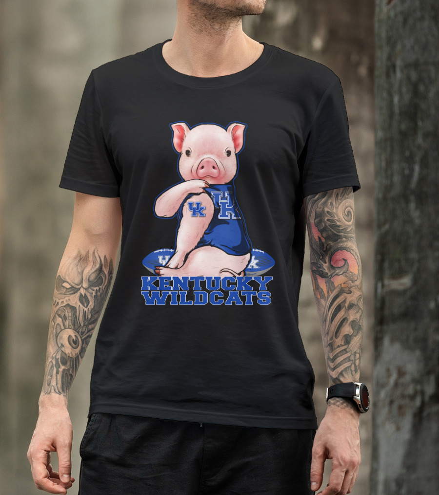 Pig Wearing Kentucky Wildcats Football Jersey T-Shirt