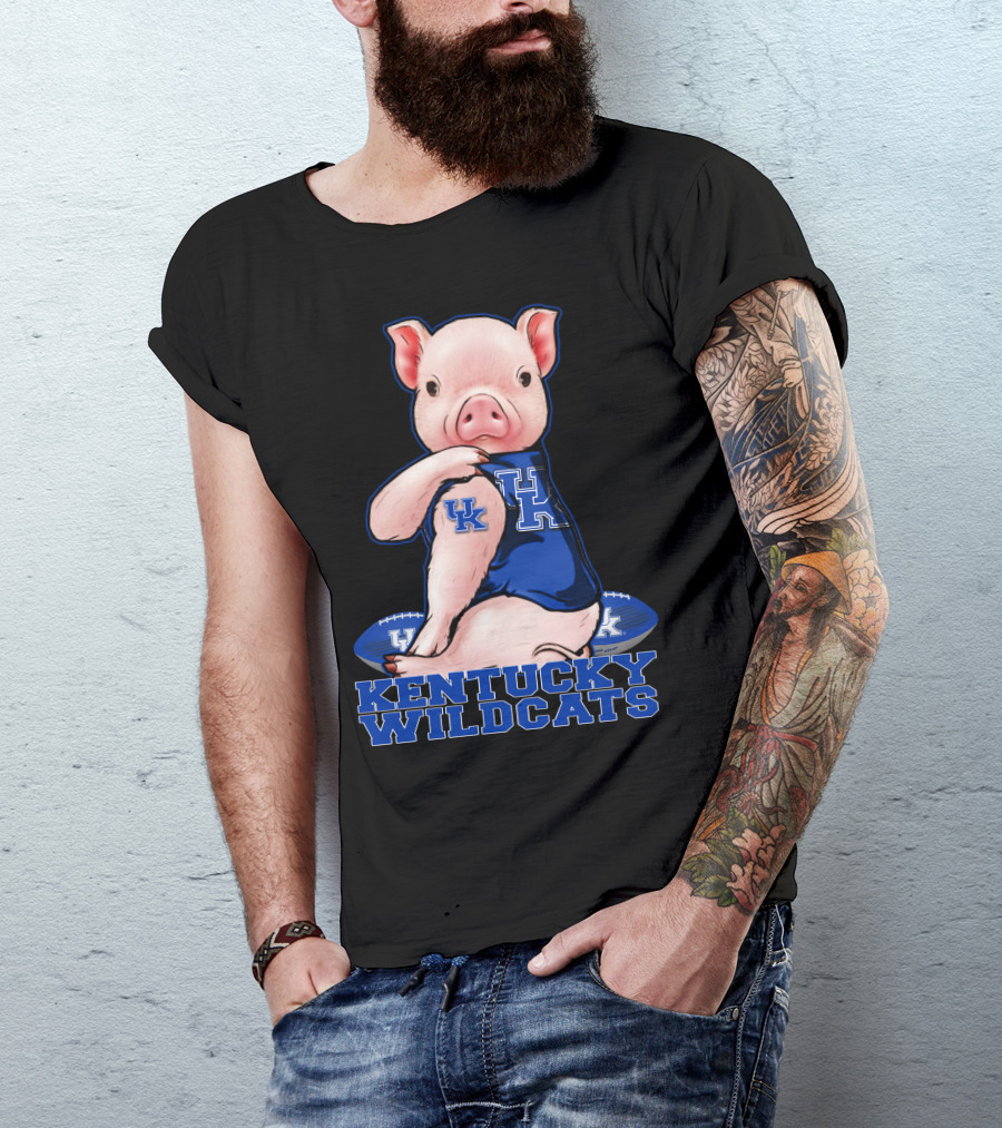 Pig Wearing Kentucky Wildcats Football Jersey T-Shirt