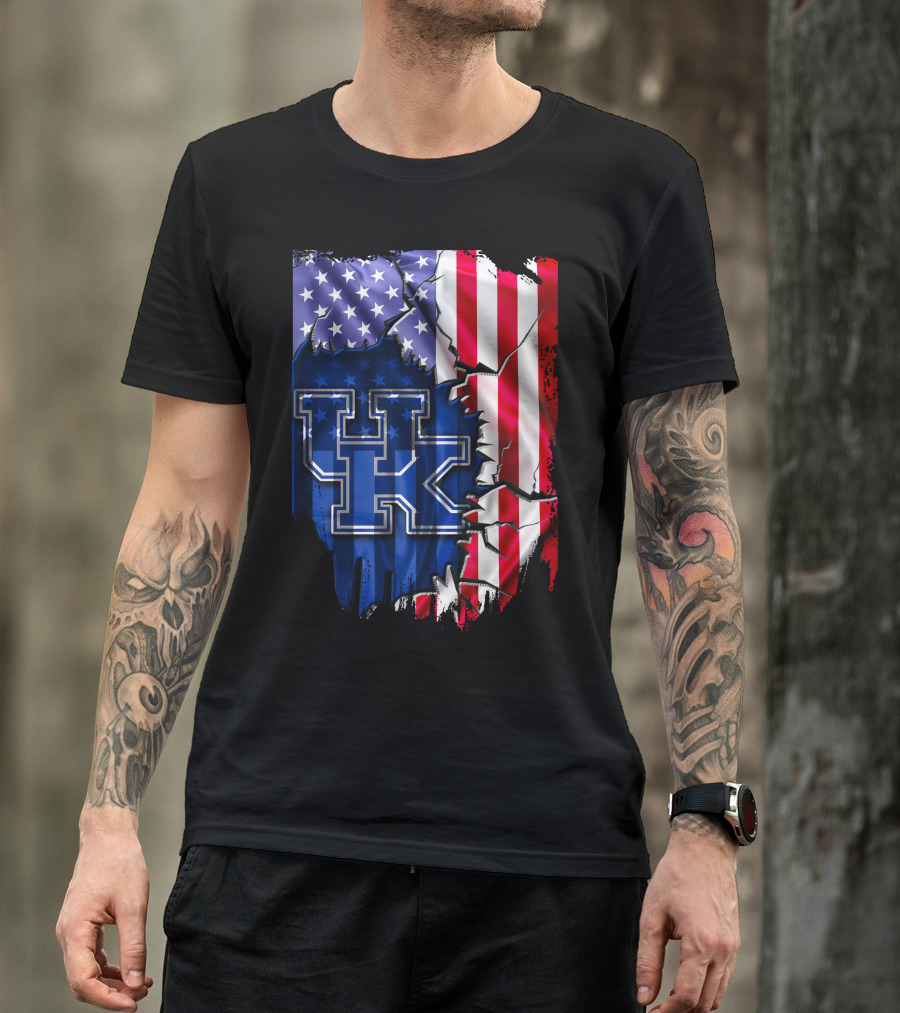 Kentucky Wildcats American Flag Torn T-Shirt