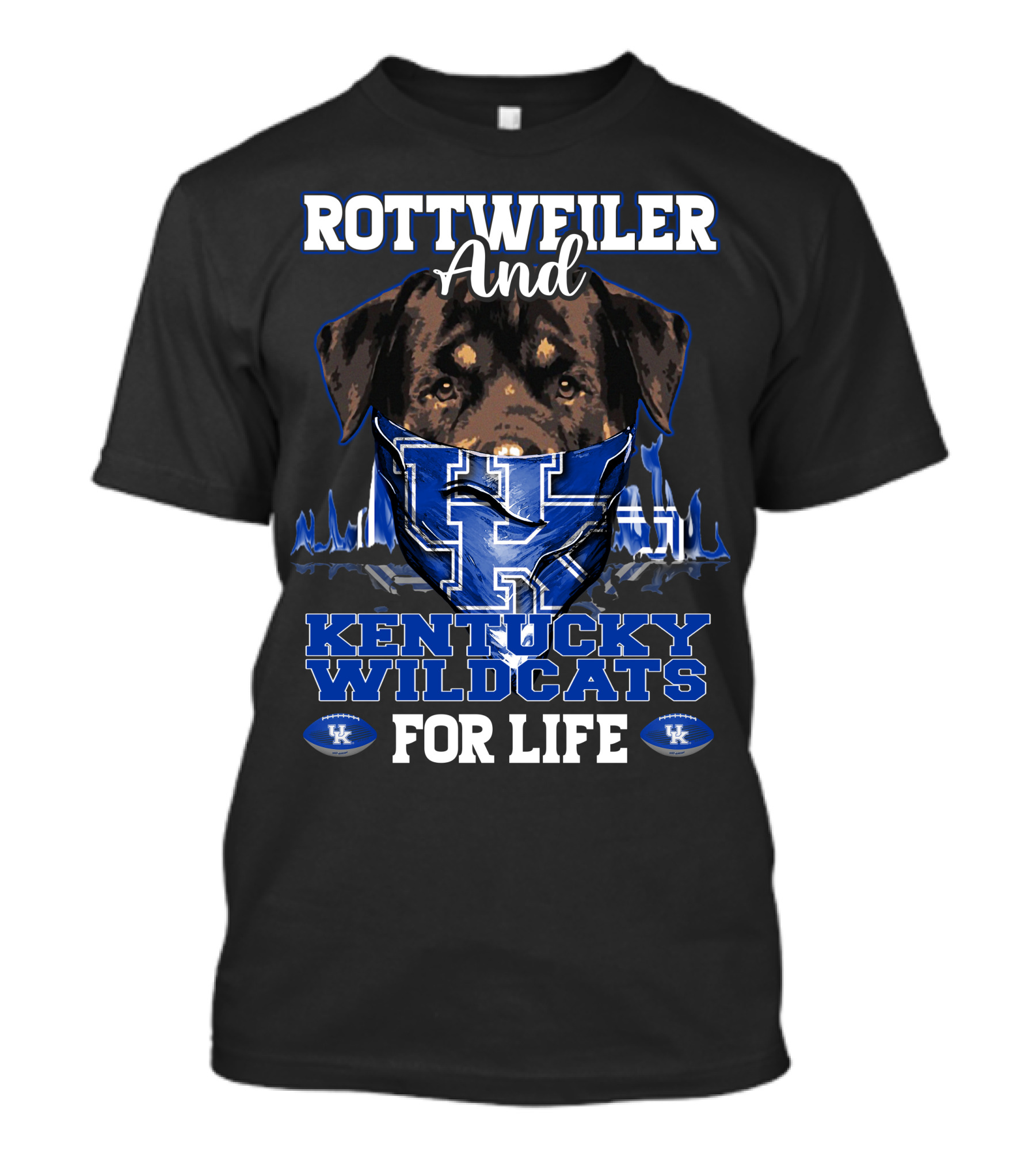 Rottweiler And Kentucky Wildcats For Life UK Logo Football T-Shirt