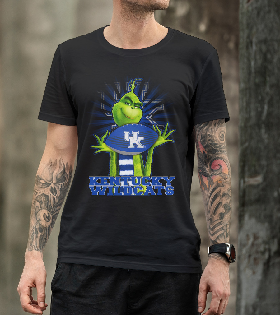 Grinch Holding Kentucky Wildcats Football T-Shirt