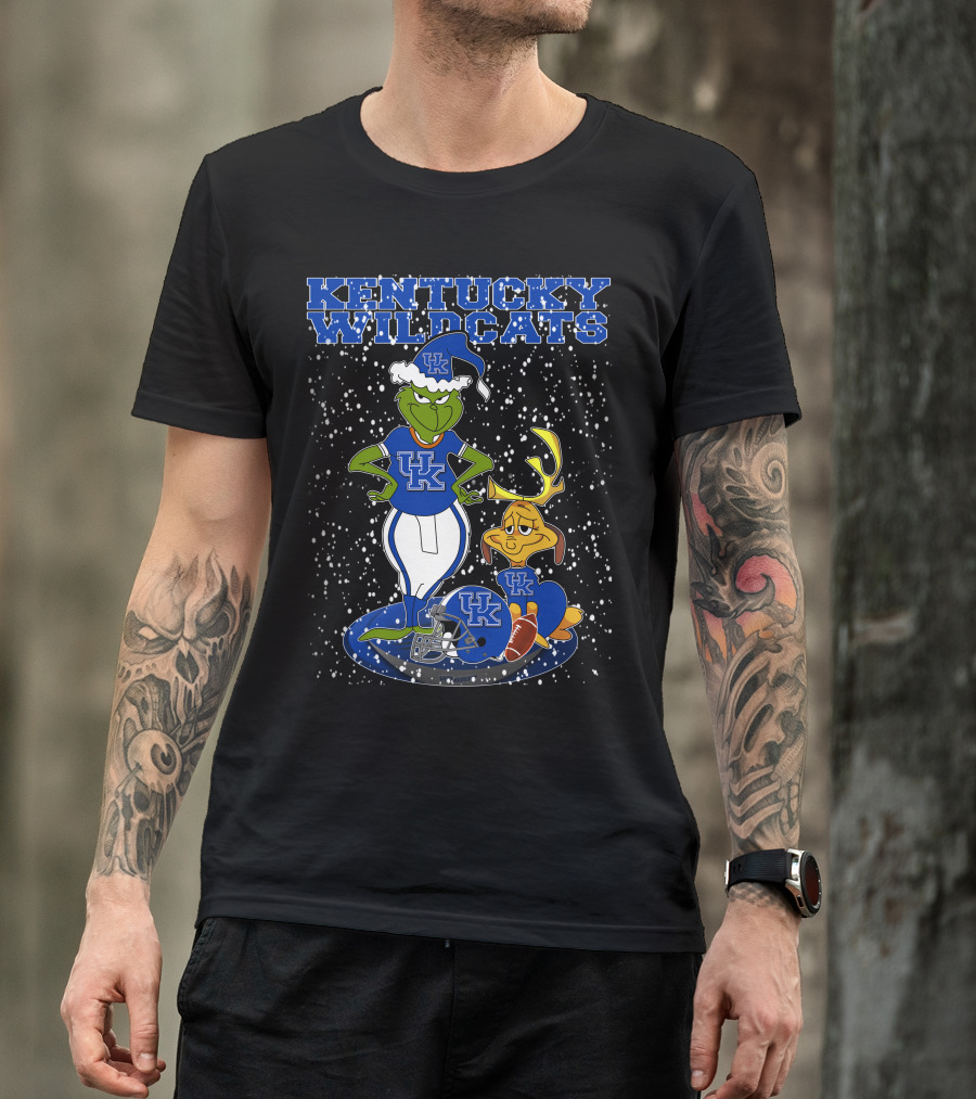 Grinchxmas Kentucky Wildcats UK Football Snowy Scene T-Shirt