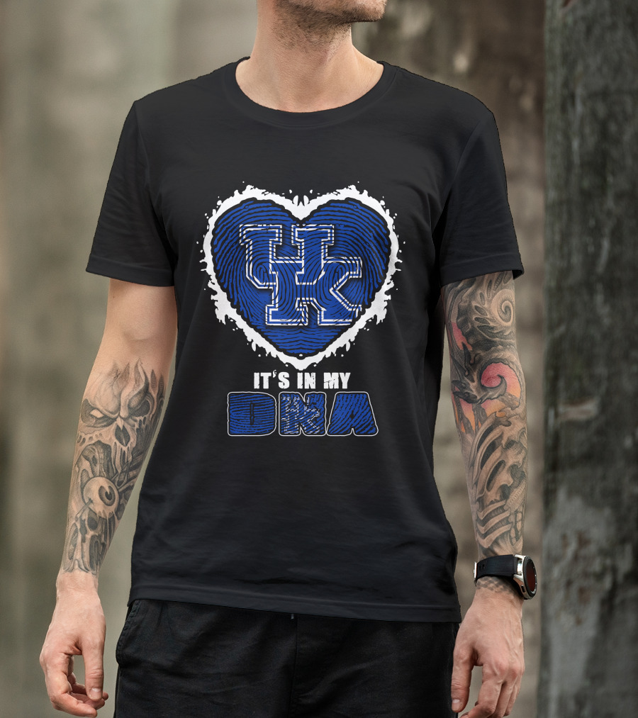 It's In My DNA Kentucky Wildcats UK Heart Fingerprint T-Shirt