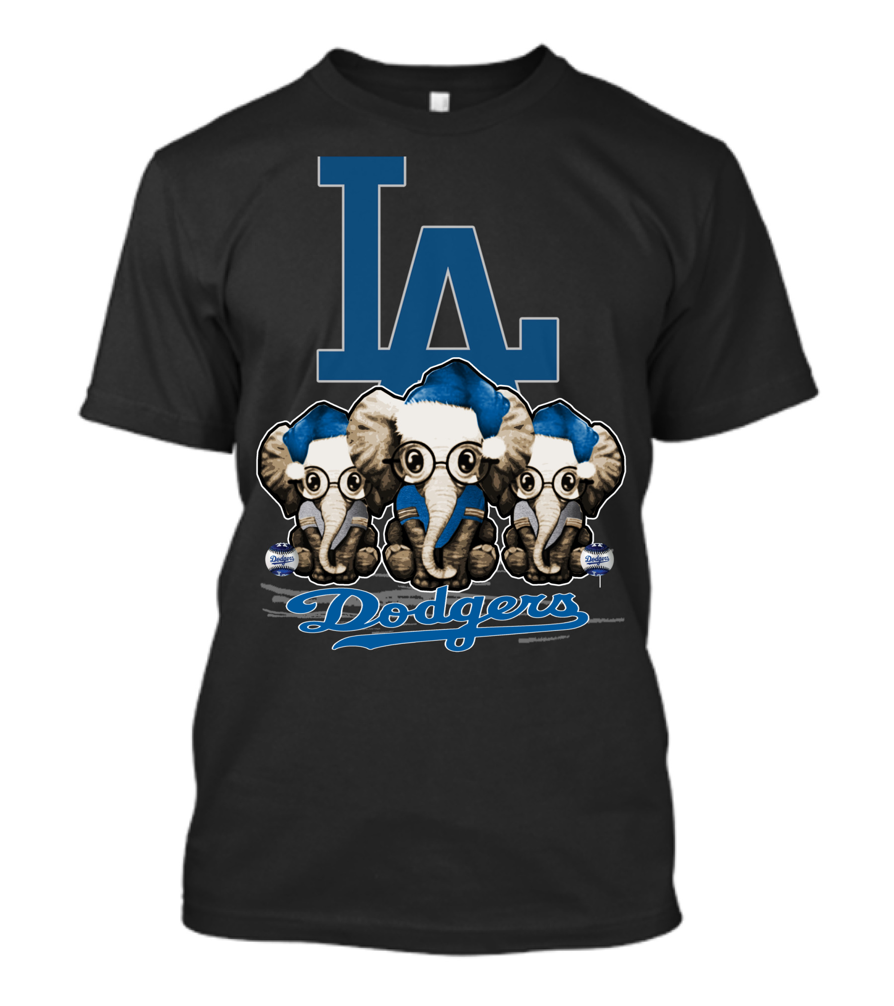 LA Dodgers Elephant Christmas Trio T-Shirt