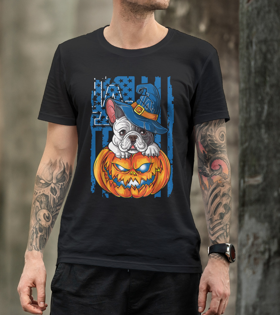 Hlw Bulldog Halloween Pumpkin Los Angeles Dodgers T-Shirt