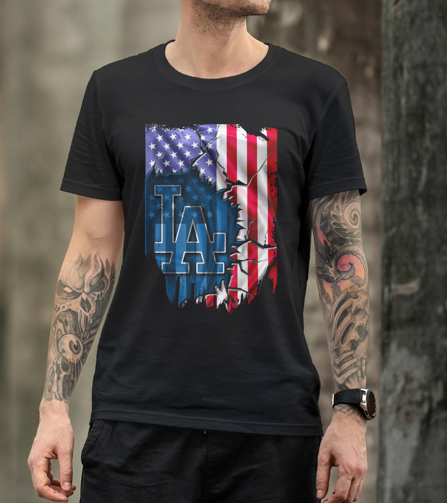 LA Dodgers American Flag Fusion T-Shirt