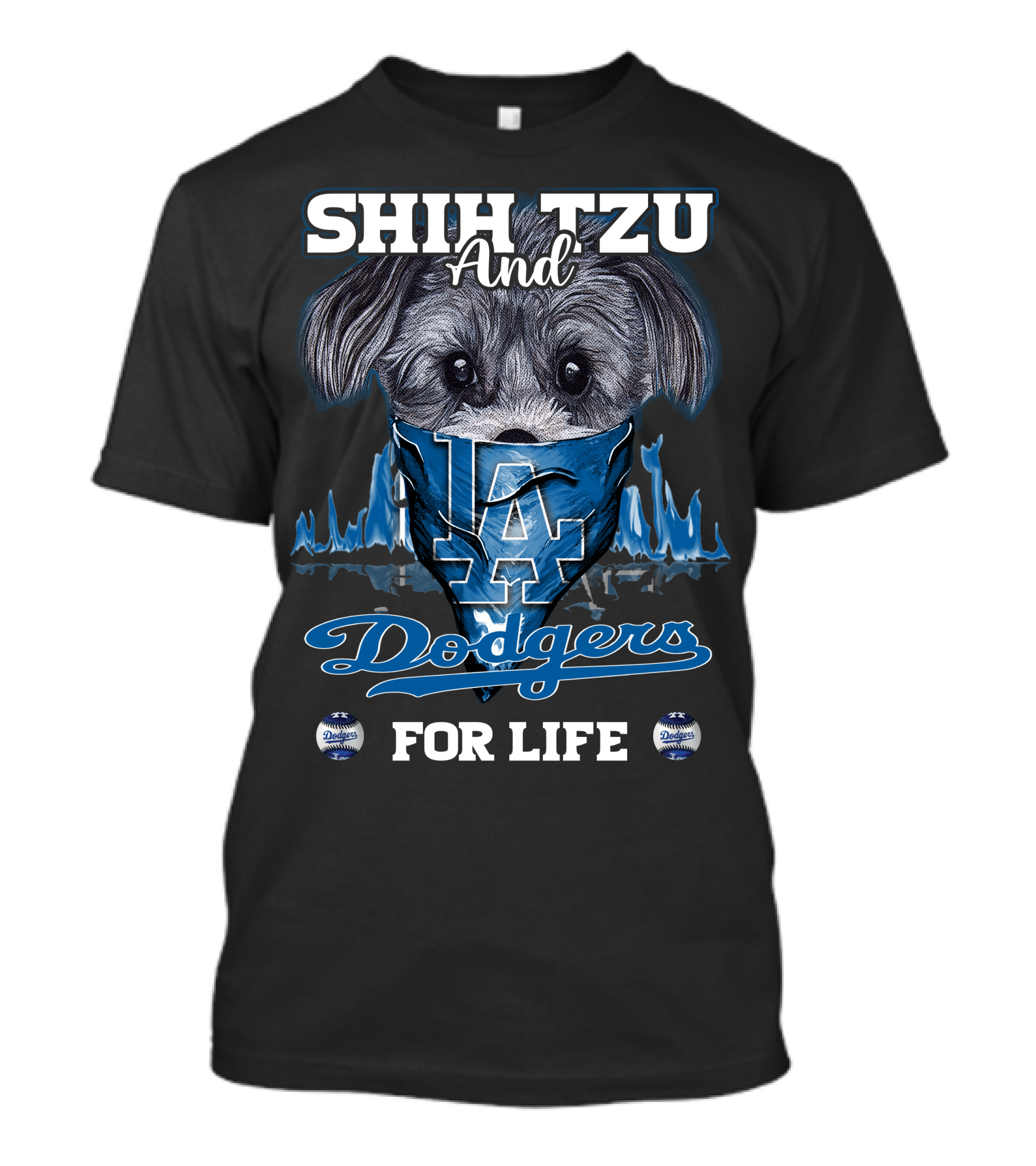Shih Tzu And Dodgers For Life T-Shirt